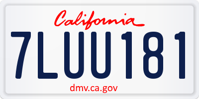 CA license plate 7LUU181