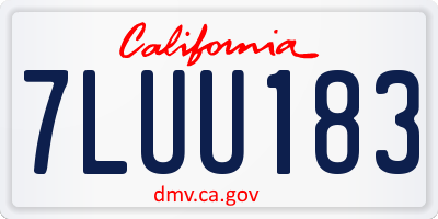CA license plate 7LUU183