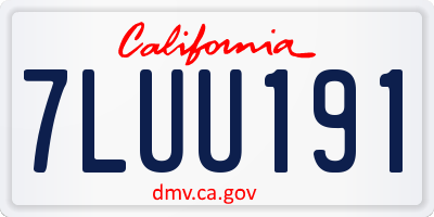 CA license plate 7LUU191