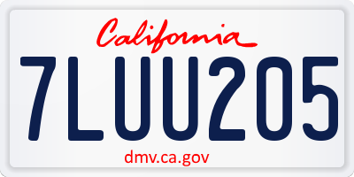 CA license plate 7LUU205