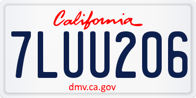 CA license plate 7LUU206