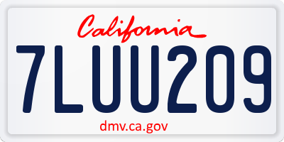 CA license plate 7LUU209