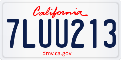 CA license plate 7LUU213