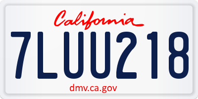 CA license plate 7LUU218
