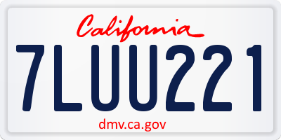 CA license plate 7LUU221