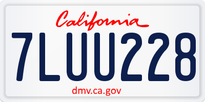 CA license plate 7LUU228