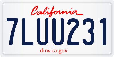 CA license plate 7LUU231