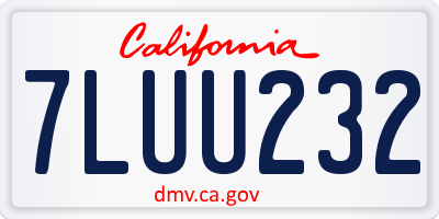 CA license plate 7LUU232