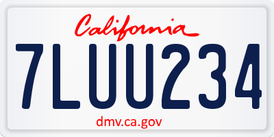 CA license plate 7LUU234