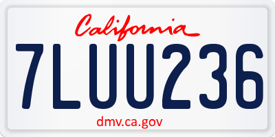 CA license plate 7LUU236