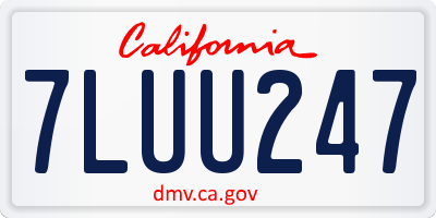 CA license plate 7LUU247