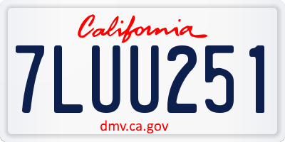 CA license plate 7LUU251