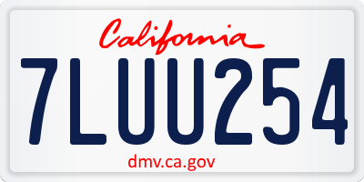 CA license plate 7LUU254