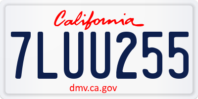 CA license plate 7LUU255