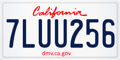 CA license plate 7LUU256