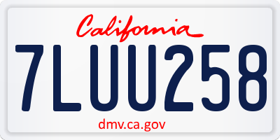 CA license plate 7LUU258