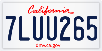 CA license plate 7LUU265