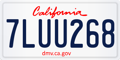 CA license plate 7LUU268