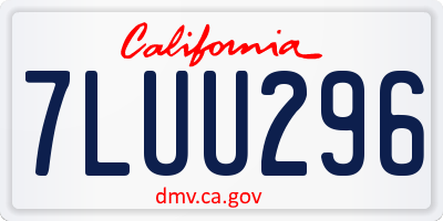 CA license plate 7LUU296