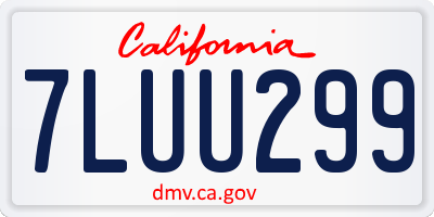 CA license plate 7LUU299