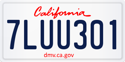 CA license plate 7LUU301
