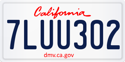 CA license plate 7LUU302