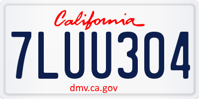 CA license plate 7LUU304