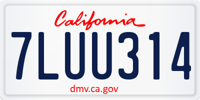 CA license plate 7LUU314