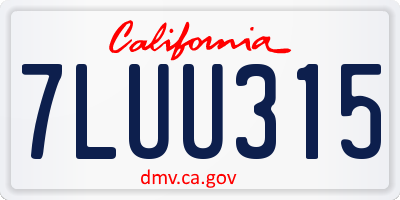 CA license plate 7LUU315