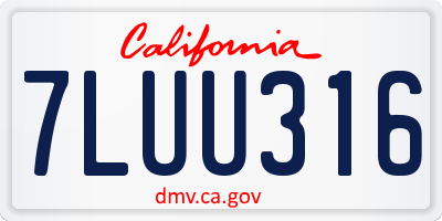 CA license plate 7LUU316