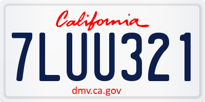 CA license plate 7LUU321