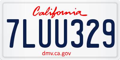 CA license plate 7LUU329