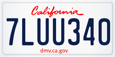CA license plate 7LUU340