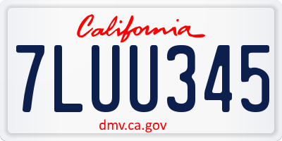 CA license plate 7LUU345
