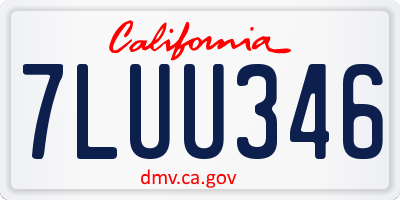 CA license plate 7LUU346