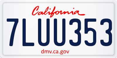 CA license plate 7LUU353