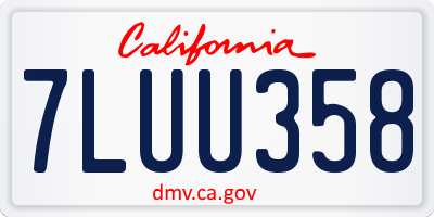 CA license plate 7LUU358