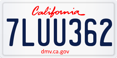 CA license plate 7LUU362