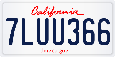 CA license plate 7LUU366