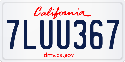 CA license plate 7LUU367