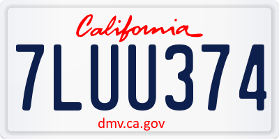 CA license plate 7LUU374