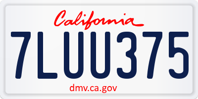CA license plate 7LUU375