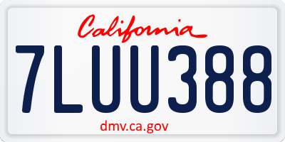 CA license plate 7LUU388