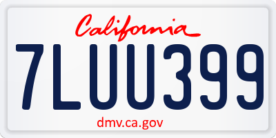 CA license plate 7LUU399