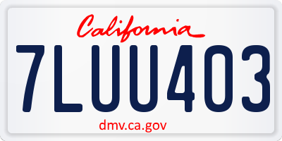 CA license plate 7LUU403
