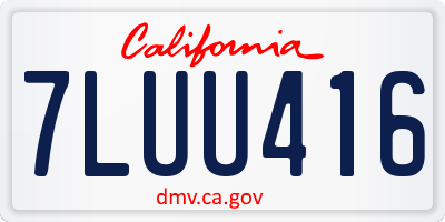CA license plate 7LUU416
