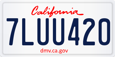 CA license plate 7LUU420