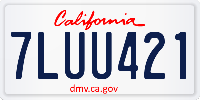 CA license plate 7LUU421