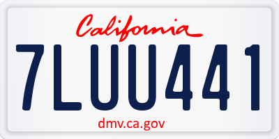 CA license plate 7LUU441
