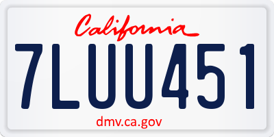 CA license plate 7LUU451